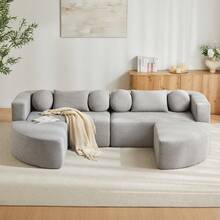 Modular Sofa With Sleeper Function, Cloud Couch, Chenille, Black - 灰色四座 - 查看 4