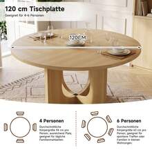 Round Dining Table - 120 X 120 Cm, Scandinavian Style - 橡木 - 查看 5