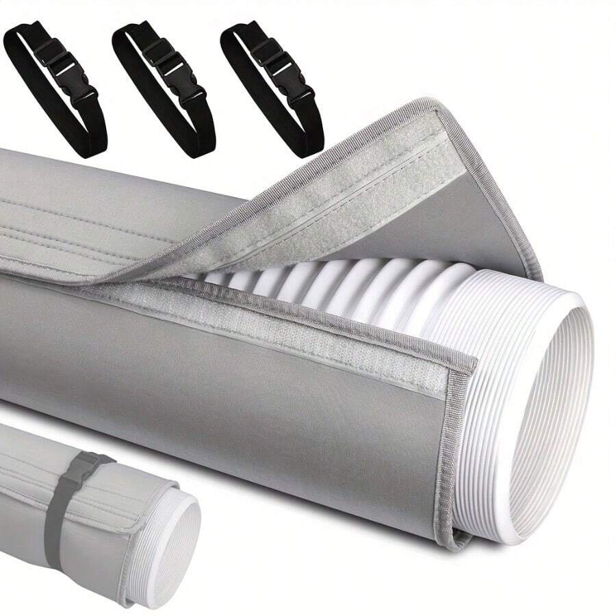 Portable Air Conditioner Hose Protective Sleeve, Exhaust Pipe Insulation Sleeve And Hose Cover, Made Of Insulated Air Conditioner Hose Sleeve, Easy Installation, Comes With 3 Adjustable Grey Straps - A - View 1