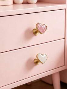 Gagang Pintu Kabinet Motif Cangkang Berbentuk Hati, Kenop Kecil Dekoratif Lubang Tunggal untuk Laci Kamar Tidur Anak - MultiWarna - View 3