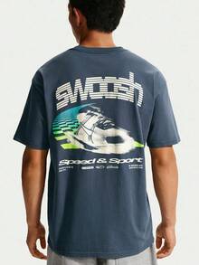 Nike Men's AS U NSW TEE LSE SPEED AND SPO Short Sleeve Knit Collarless T-Shirt TIM3778-437 - Dusty Blue - View 2