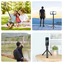 適用於 Insta360 X3 PULUZ 旋轉手柄桌面三腳架支架 110cm 自拍棒單腳架 (黑色) - 查看 9