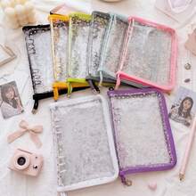 1pc A5 Star Multi-Color Zipper Loose-Leaf Notebook Sticker Refill Pages, Suitable For School, Office, Planner, Travel Photos, Notes, Creative Writing, DIY Photo Album, Memo, Travel Journal, Cash & Check Storage School Supplies - A5 Stars - View 2