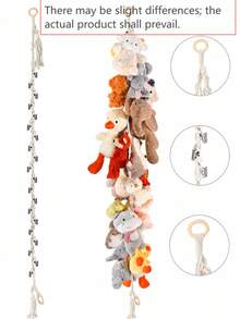 2pcs Plush Doll Hanging Storage Rack Set, With 40 Clips, Bohemian Style Stuffed Animal Doll Storage Rope, Suitable For Pet Room And Bedroom Decoration, Wall-Mounted Plush Doll Display Rack, Cute Pet Doll Storage Rack, Suitable For Dogs And Cats - one-size - View 8