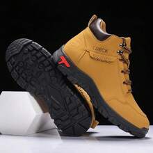STARNOVO Men's Khaki High-Top Hiking Boots, Outdoor Work Boots, Lace-Up Ankle Combat Boots, Durable Hiking Shoes, Suitable For Camping, Motorcycle Riding And Other Activities - Khaki - View 1