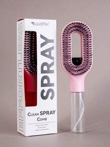 1 Set 2-In-1 Spray Styling Comb, Water Mist Spray Comb With Built-In Water Tank, Soft And Flexible Bristles, Wet/Dry Styling Spray Comb, Suitable For Curly, Straight And Wavy Hair, Bathroom Accessory - A - View 2