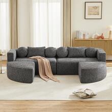 Modular Sofa With Sleeper Function, Cloud Couch, Chenille, Black - 黑色四座 - 查看 9