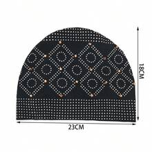 1pc 2026 European And American New Fashion Rhinestone Crystal Linen Women's Headscarf Hat Under Cap Headwrap - Multicolor - View 5