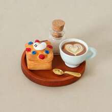 5pcs/Set Miniature Food Play Set Afternoon Tea Coffee Bread Model Dollhouse Accessories Photography Props Scene Decor Desktop Miniatures - Multicolor - View 8