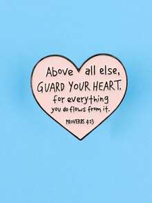 1件「Guard Your Heart」箴言 4:23 鼓勵經文琺瑯徽章－柔粉色心形靈性自我關懷美學胸針，適合日常配戴與送禮 - 彩色 - 查看 6