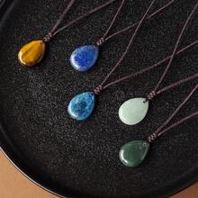 1pc Teardrop Natural Chakra Crystal Pendant Necklace, Healing Amethyst Rose Quartz Energy Amulet Jewelry, Spiritual Meditation Protection - Water Drop Pendant - View 7