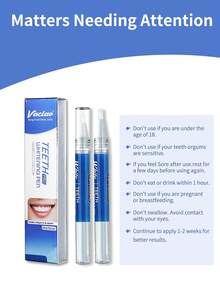 2pcs/Box Vaclav Teeth Whitening Pen Teeth Whitening Gel Remove Tooth Stains Oral Care Gentle Gel Gradual Whitening Natural Color Effective For Coffee And Tea Stains - 2 Pieces - View 7
