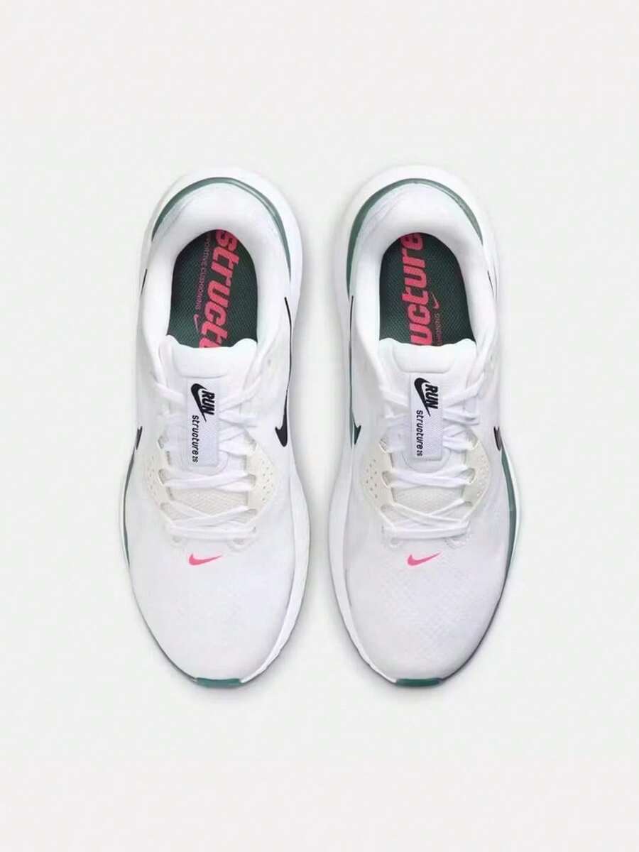 Nike Sepatu Lari Jalan Raya Pria Struktur Baru 26 dengan Dukungan dan Stabilitas Olahraga - hijau putih - View 1