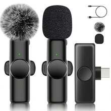 Mikrofon Lavalier Nirkabel Cocok Untuk iPhone, Mikrofon Mini Portabel untuk Perekaman Wawancara Podcast Video Langsung, Peredam Kebisingan Terintegrasi, Mikrofon Jepit Nirkabel Plug and Play untuk Pembuatan Konten (Baterai Isi Ulang 50mAh) - Hitam - View 14