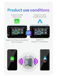 XUDA 2026 NEW Mini Carplay Ai Box Wired To Wireless CarPlay & Android Auto2 In 1 Adapter For 99% Origianl Car With Wired CarPlay/Android Auto 2.4~5.0 GHz WiFi5 Stylish And Portable - Dusty Blue - View 8