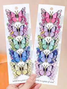 6/2 piezas Pinzas para el cabello con mariposas 3D degradadas de estilo bohemio, duraderas y no dañinas, accesorios para el cabello dulces de estilo Mori, adecuados para niñas y niños, uso diario en la escuela, viajes y vacaciones - Multicolor - Ver 1