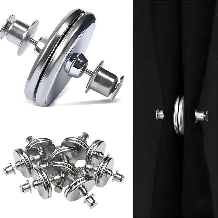2 Pairs Magnetic Curtain Clips, Riveted Magnetic Curtain Clips, 1.7cm, 2cm, 2.5cm Magnetic Clips, Used To Fix Curtains, Fix Curtains Or Shower Curtains To The Wall, Prevent Them From Being Blown Away By The Wind.