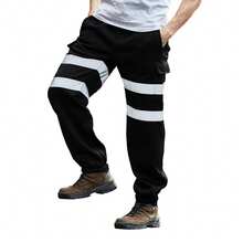 Yoko Mens Hi Visibility Reflective Work Jogging Bottoms - Black - View 2
