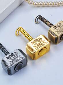 1pc Mini Thor Hammer Shaped , Alloy Carved Mjolnir Hand Spinning Toy, High Speed Silent Bearing Decompression Fidget Gadget For Office & Daily Relax (Includes Keychain) - Stress-relieving Toys - View 3