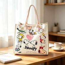 1 Peça Bolsa de Ombro Snoopy, Bolsa de Mão Multifuncional de Grande Capacidade com Estampa de Anime de Desenho Animado, Adequada para Compras, Escola, Armazenamento de Viagem, Também como Presente de Aniversário, Dia dos Namorados, Festa, Suprimentos de Volta às Aulas - A - Visão 8