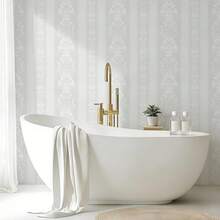 1 Roll European Style White Floral Line Self-Adhesive Wallpaper, Vinyl Peel And Stick Removable Wall Sticker, Suitable For Bedroom, Living Room, Kitchen Home Decor, Furniture Refurbishment Wallpaper - White European Pattern Wallpaper - View 10