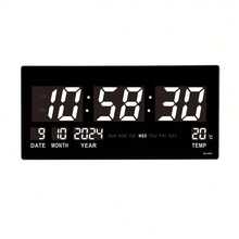 Large Digital Electronic Plug-In Wall Clock With Temperature, Time And Date Display, Electronic Clock With Power Failure Memory Function, Suitable For Living Room, Bedroom And Study Room Decoration Alarm Clock - 1PC - View 9