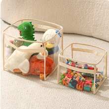 Transparent PVC Children's Storage Bucket, Book Organizer, Snack Storage Bag, Home Visible Storage Basket - Transparent - View 5