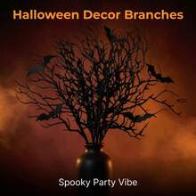 Halloween Black Faux Dry Twig Decorative Ornament, Matte Black Artificial Branch For Spooky Halloween Scene Setup - Multiple Styles - View 2