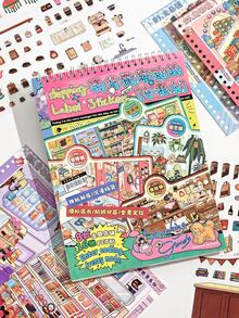 8-Piece Scene Simulation Store Sticker Collection Book, Immersive Stocking Stickers, Supermarket & Convenience Store Theme, With Positioning Lines DIY Planner & Handmade Stickers - 1 Set - View 2