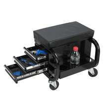 Littleox Rolling Creeper Garage Seat With 3 Drawers, 350 Lbs Capacity Mechanic Stool With Storage For Shop Garage, Black - Default - View 8