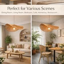 2pcs Creative Handmade Woven Pendant Light Shades, Vintage Retro Style, Hemp Rope Woven Rattan-Like Lamp Shade For Living Room, Dining Room, Bed & Breakfast, Bedroom, Loft - Round - View 7