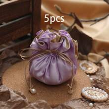 10pcs Gifts For Her/Him, Satin Drawstring Candy Bags, Red Champagne Wedding Satin Drawstring Candy Bags Gift Bags, Suitable For Christmas, Birthday, Wedding And Valentine's Day Gift Shop, Jewelry Storage Gift Packaging Bags - Gift Bag - View 10