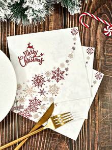 20Pcs Merry Christmas Printed Paper Napkins 2 Ply Disposable Luncheon ...