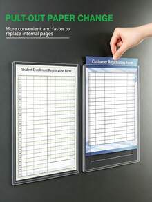 2/5pcs (With Adhesive) Hollow Transparent Acrylic Schedule Planner Display Stand & To-Do List Frame, A4 Reusable Dry-Erase Chore Chart Holder, Aesthetic Desktop Decor For Room Decoration And School Locker Storage - Multiple Specifications - View 2