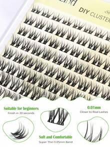Salon Effect MKHLINA Segmented DIY Lash Extensions Single Cluster Eyelash Extensions 8-18mm Multi-Length Soft Fluffy Natural Look Reusable Home Eyelash Clusters (F23) - C/D 混合 - 查看 6