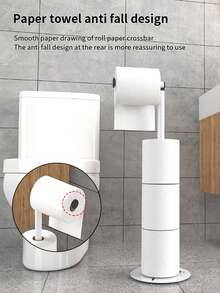 No-Drill Folding Floor Standing Toilet Paper Holder, Non-Slip Base, Independent Vertical Toilet Paper Roll Storage Rack, No Wall Installation Required, Portable Space-Saving, Suitable For Small Bathrooms, Guest Bathrooms And Rental Bathrooms - Multicolor - View 7