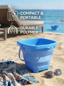 Portable Beach Bucket Trash Can Extra Large Size For Home Living Room Bedroom Office Paper Basket Back To School Season Essential Plastic Storage Bucket Travel Essential - Multicolor - View 4