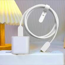 5件裝高級純色TPU防摔充電線保護套，線材收納繩，適用於Apple 18W/20W充電器 - 磨砂半透明 - 查看 3