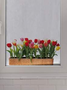 Various Tulip Flower Wall Stickers, PVC, Waterproof, Removable And Self-Adhesive. Sunflower And Butterfly Orchid Pot Window Stickers, Baseboard Stickers, French Country Style For Doors And Walls, DIY Home Soft Decorations. - Wall Stickers - View 5