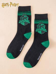 4 Pairs Unisex Socks Harry Potter Series Warner Bros. Co-Branded Featuring School Design, Solid Color, Sweat-Absorbent And Breathable, Suitable For Students, Couples And Movie Fans - Multicolor - View 17