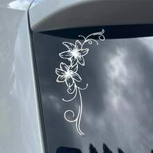 1 Pc Lily Flower Vinyl Car Decal, Cute Y2K Floral Sticker For Car Window Bumper Helmet, Easy To Apply - A - View 5