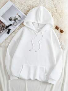 Pullover "Liebe Person hinter mir" Hoodie, inspirierender Rückenaufdruck, Unisex-Sweatshirt, Streetwear, Herbstkleidung - Weiss - Übersicht 2