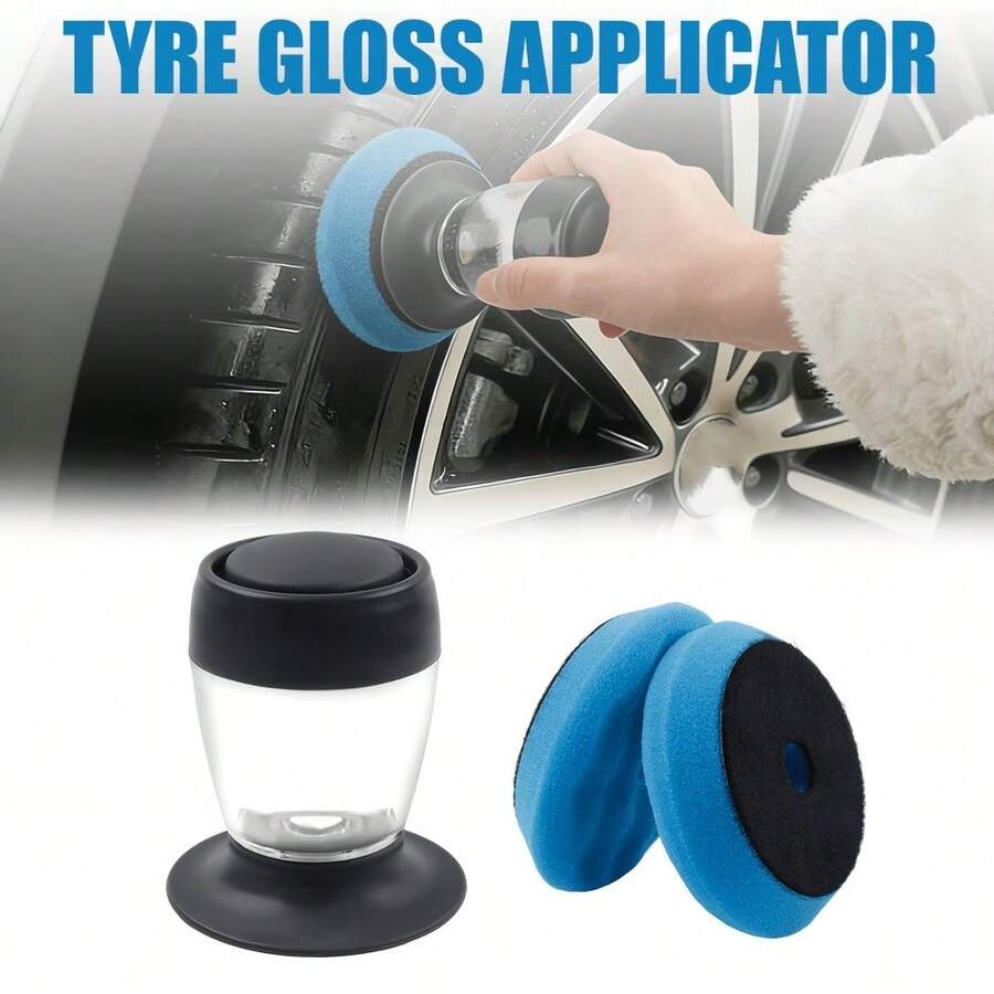 Tire Gloss Applicator Set, Includes 2 Sponge Pads, Reusable Car And Truck Tire Care Applicator, Suitable For Glass, Plastic And Tire Automotive Detailing Repair Tools, Professional Automotive Detailing Set, Used For Paint Enhancement And Tire Gloss - A - View 1