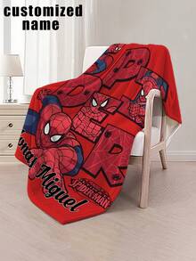 asmodee Unique Personalized Name Blanket With Spider-Man Design, Multi-Functional Blanket Suitable For Bed, Sofa, Car, Office, Camping And Travel. Soft, Comfortable, Lightweight And Warm, Suitable For All Seasons. Easy To Care For. - Multicolor - View 4