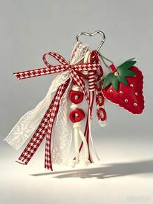 1pc Cute Leather Strawberry Keychain Bag Charm, Suitable For Women's Shoulder Bag, Tote Bag, Keychain Pendant - Multicolor - View 2