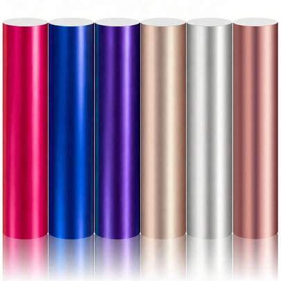 Permanent Matte Metallic Vinyl, 6 Sheets 12 X 10 Inch Metallic Vinyl - Permanent Vinyl Sheets For DIY Cups, Home Decor, Crafts, Parties And Christmas Gifts