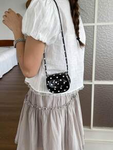 Versatile Minimalist Design, Solid Color Mini Women's Cross-Body Bag, Flap, Small Medium , New Fashion Shoulder Bag - Black - View 8