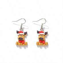 1/2/3 Pairs Christmas Fun Cute Reindeer Shaped Resin Dangle Earrings - Christmas Reindeer Earrings - View 4