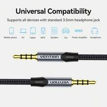 VENTION 3.5mm Aux 音訊線附麥克風，公對公 Hi-Fi 立體聲 Aux 線，支援語音通話，適用於汽車 AUX 介面、耳機、喇叭、平板電腦 - 查看 6