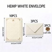16pcs Set, Includes 3 Linen Texture Envelopes, 10 Rose Letter Papers, 3 Rose Seal Stickers, Office Supplies, Bridesmaid Proposal Gift, Wedding Invitation Cards, Romantic Letters, Mother's Day Gift Cards, Writing Letters - White - View 8